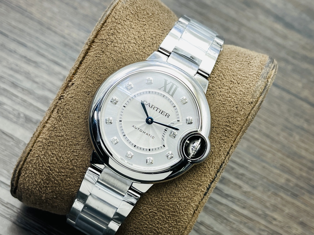 Cartier Ballon Bleu Series Automatic Mechanical Women’s Watch 33mm White Dial Stainless Steel Case and Bracelet - Image 4