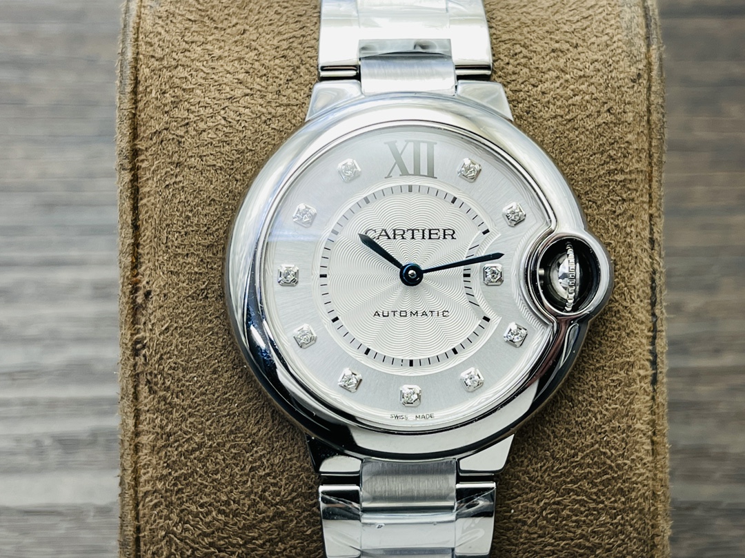 Cartier Ballon Bleu Series Automatic Mechanical Women’s Watch 33mm White Dial Stainless Steel Case and Bracelet - Image 5