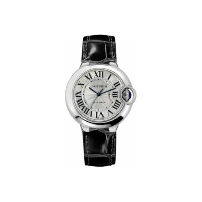 Cartier Ballon Bleu Series Automatic Mechanical Men’s Watch 36.6mm White Dial 18K White Gold Case with Alligator Leather Strap