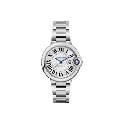 Cartier Ballon Bleu Series Automatic Mechanical Women’s Watch 33mm Silver Dial Stainless Steel Case and Bracelet