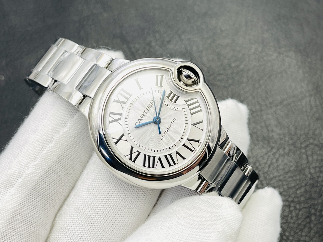 Cartier Ballon Bleu Series Automatic Mechanical Women’s Watch 33mm Silver Dial Stainless Steel Case and Bracelet - Image 2