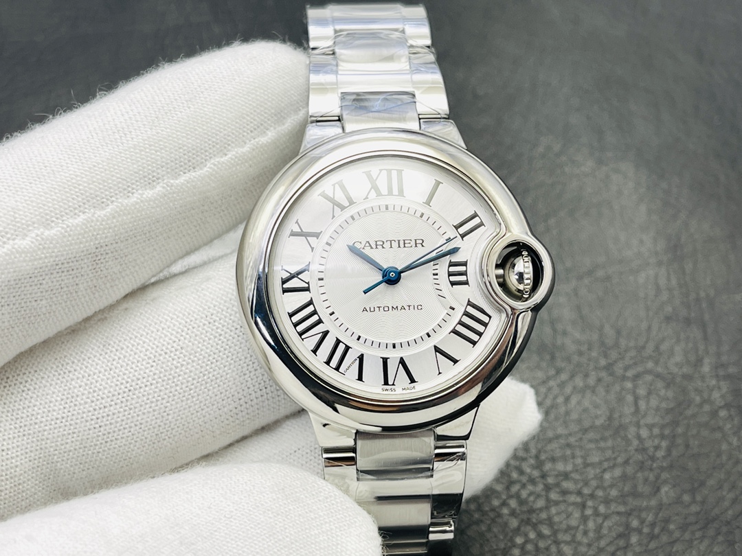 Cartier Ballon Bleu Series Automatic Mechanical Women’s Watch 33mm Silver Dial Stainless Steel Case and Bracelet - Image 3