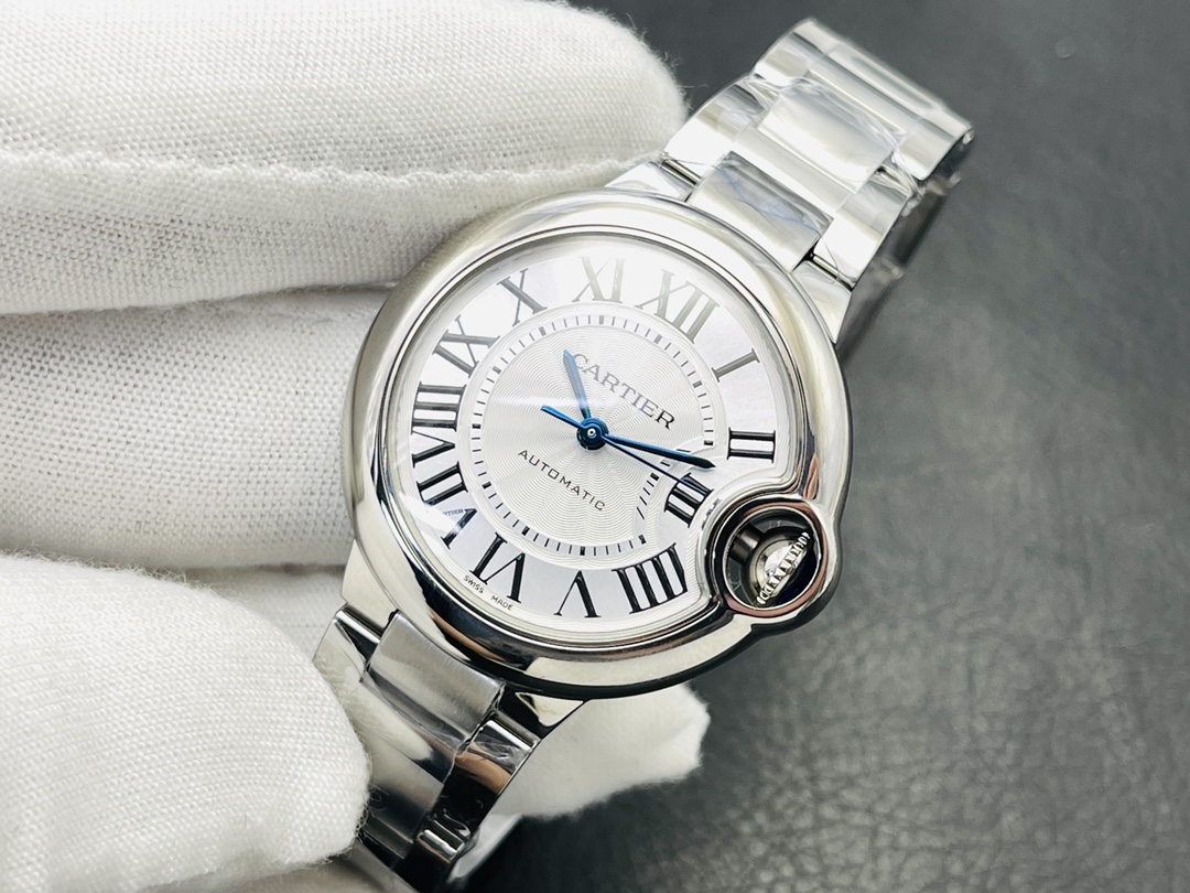 Cartier Ballon Bleu Series Automatic Mechanical Women’s Watch 33mm Silver Dial Stainless Steel Case and Bracelet - Image 4