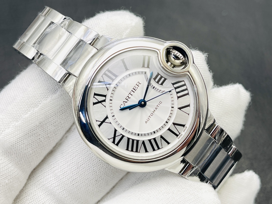 Cartier Ballon Bleu Series Automatic Mechanical Women’s Watch 33mm Silver Dial Stainless Steel Case and Bracelet - Image 5