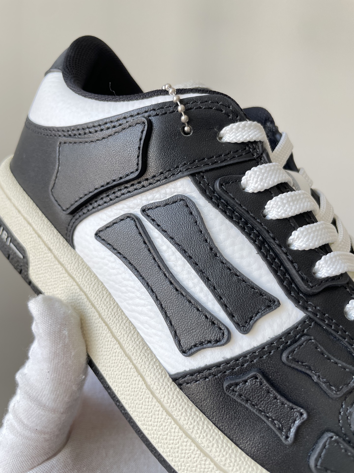 AMIRI Skel-Top Low Leather Bone Pattern Fashion Sneakers Unisex Black White - Image 6