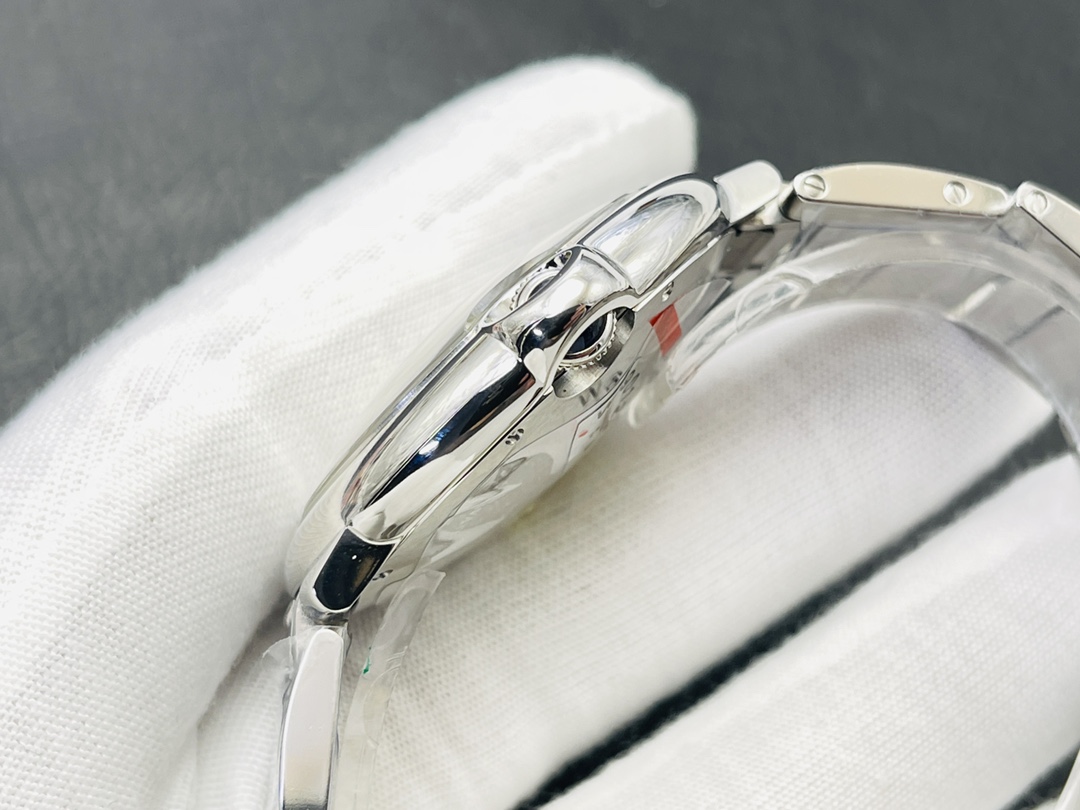 Cartier Ballon Bleu Series Automatic Mechanical Men’s Watch 42mm Blue Dial Stainless Steel Case with Alligator Leather Strap - Image 6