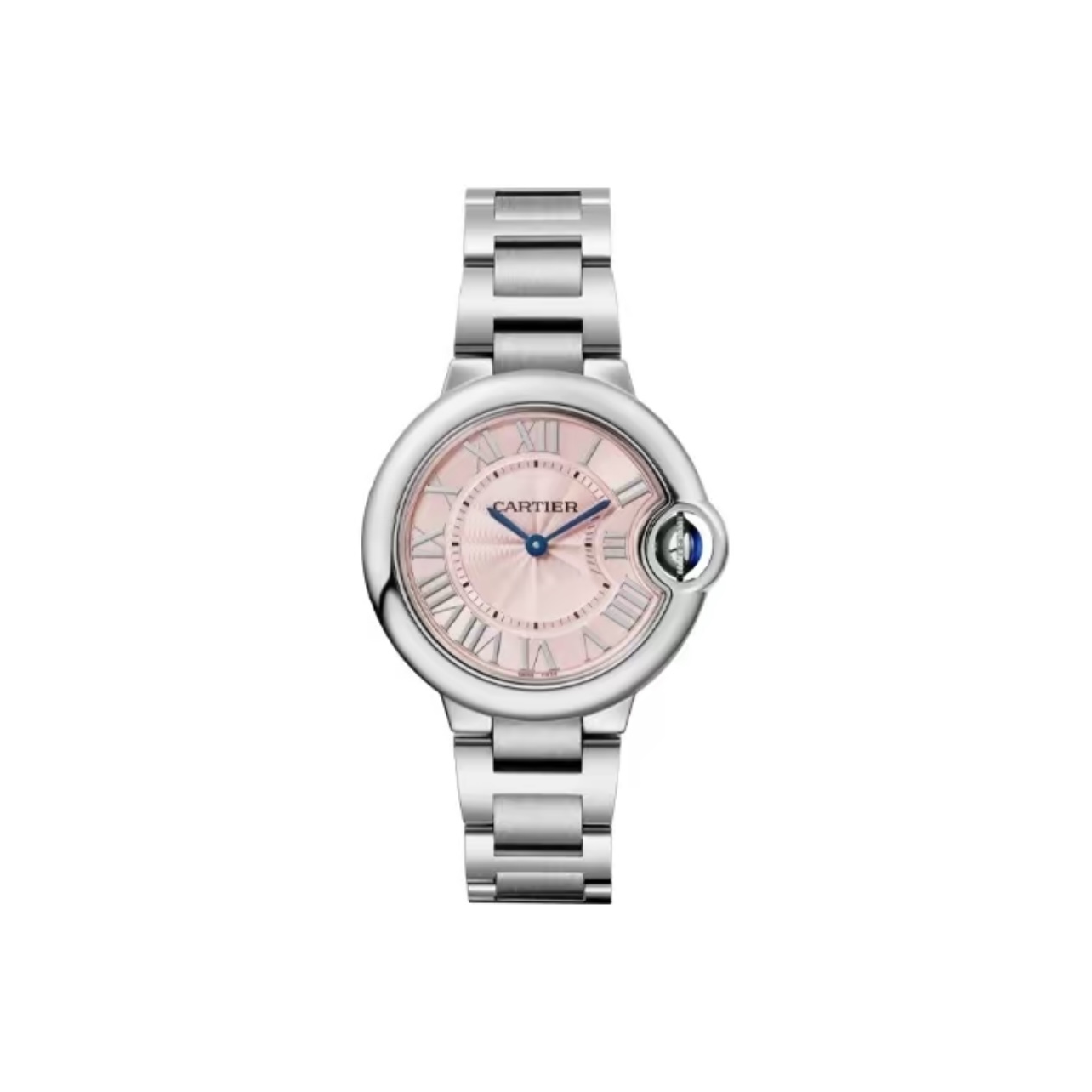 Cartier Ballon Bleu Series Quartz Women’s Watch 33mm Pink Dial Stainless Steel Case and Bracelet