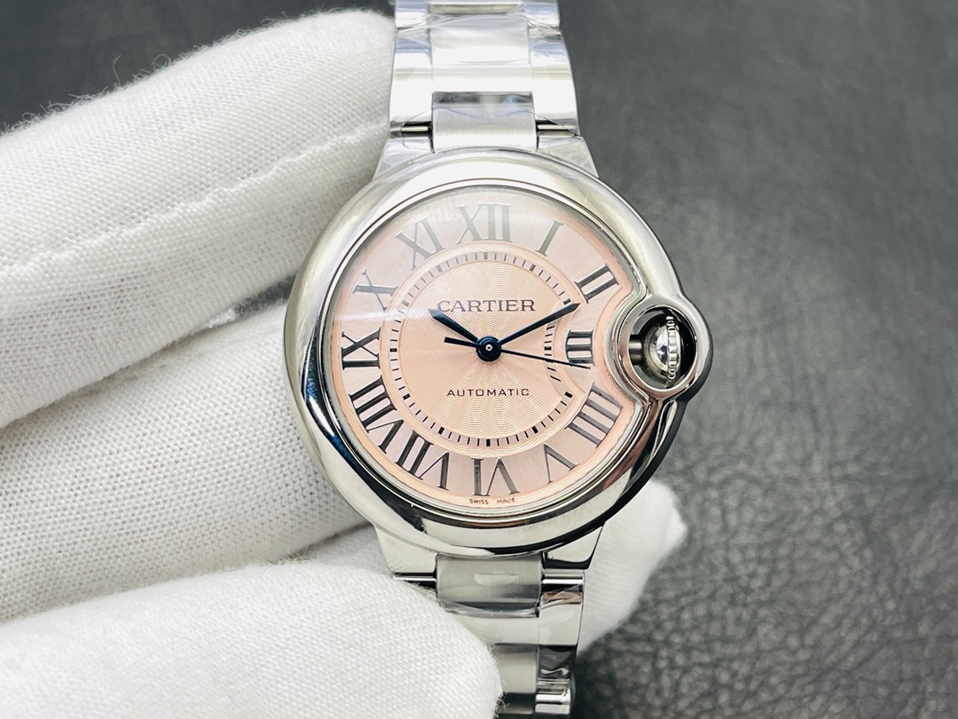 Cartier Ballon Bleu Series Quartz Women’s Watch 33mm Pink Dial Stainless Steel Case and Bracelet - Image 3