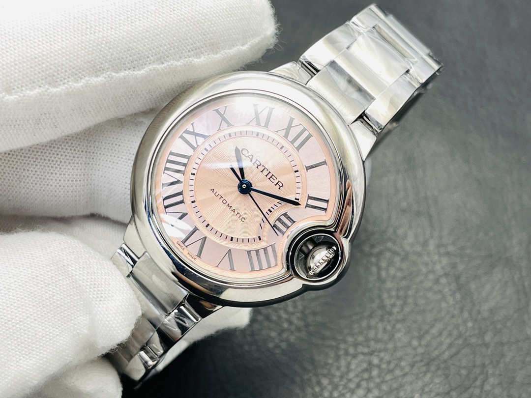 Cartier Ballon Bleu Series Quartz Women’s Watch 33mm Pink Dial Stainless Steel Case and Bracelet - Image 4