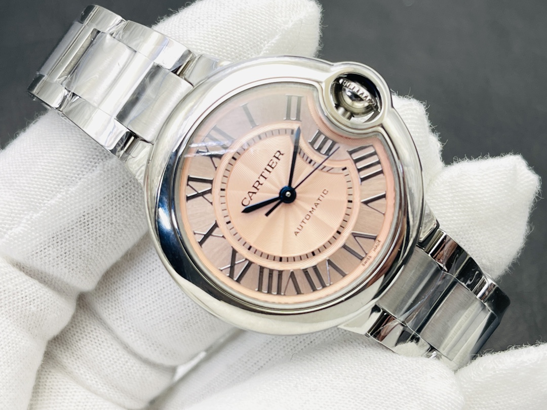 Cartier Ballon Bleu Series Quartz Women’s Watch 33mm Pink Dial Stainless Steel Case and Bracelet - Image 5