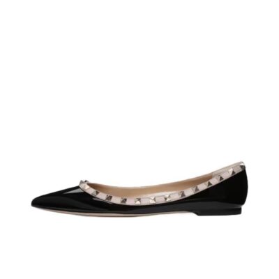 Valentino Rockstud Garavani Patent Leather Studded Flats Women Black